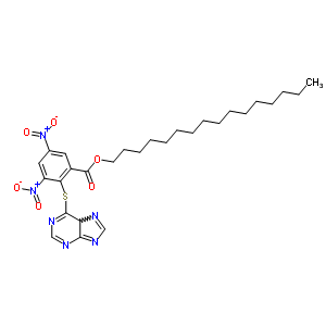 Benzoic acid, 3,5-dinitro-2-(1h-purin-6-ylthio)-, hexadecyl ester Structure,59921-63-0Structure