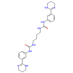 3-[3-(1,4,5,6-四氫嘧啶-2-基)苯基]-1-[4-[[3-(1,4,5,6-四氫嘧啶-2-基)苯基]氨基甲酰氨基]丁基]脲結(jié)構(gòu)式_6056-08-2結(jié)構(gòu)式