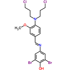 4-[[4-(Bis(3-chloropropyl)amino)-3-methoxy-phenyl]methylideneamino]-2,6-dibromo-phenol Structure,60625-62-9Structure