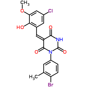 (5E)-1-(4-溴-3-甲基-苯基)-5-[(5-氯-2-羥基-3-甲氧基-苯基)亞甲基]-1,3-二嗪農(nóng)-2,4,6-三酮結(jié)構(gòu)式_6063-89-4結(jié)構(gòu)式
