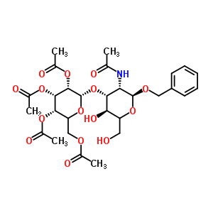 芐基2-乙酰氨基-2-脫氧-3-O-(2,3,4,6-四-O-乙?；?beta-D-吡喃半乳糖基)-alpha-D-吡喃葡萄糖苷結(jié)構(gòu)式_60831-31-4結(jié)構(gòu)式