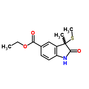 1H-indole-5-carboxylicacid, 2,3-dihydro-3-methyl-3-(methylthio)-2-oxo-, ethyl ester Structure,61394-70-5Structure