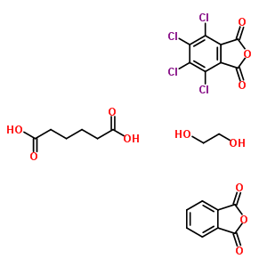 己二酸與 1,2-乙二醇, 1,3-異苯并呋喃二酮和 4,5,6,7-四氯-1,3-異苯并呋喃二酮的聚合物結構式_61630-89-5結構式