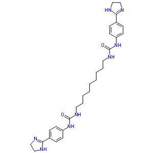 3-[4-(4,5-二氫-1H-咪唑-2-基)苯基]-1-[9-[[4-(4,5-二氫-1H-咪唑-2-基)苯基]氨基甲酰氨基]壬基]脲結(jié)構(gòu)式_6199-47-9結(jié)構(gòu)式