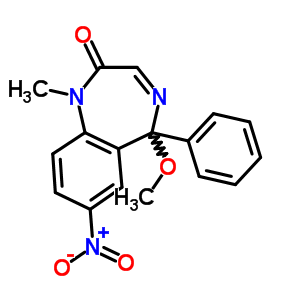 1,5-Dihydro-5-methoxy-1-methyl-7-nitro-5-phenyl-2h-1,4-benzodiazepin-2-one Structure,62159-90-4Structure