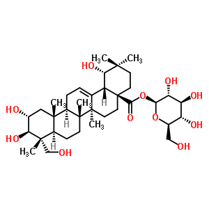 1-O-[(2alpha,3beta,19alpha)-2,3,19,23-四羥基-28-氧代齊墩果-12-烯-28-基]-beta-D-吡喃葡萄糖結(jié)構(gòu)式_62319-70-4結(jié)構(gòu)式