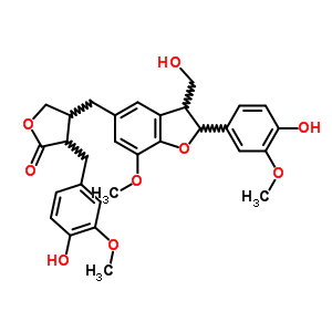 4-[[2,3-Dihydro-2-(4-hydroxy-3-methoxyphenyl)-3-hydroxymethyl-7-methoxybenzofuran-5-yl ]methyl ]-4,5-dihydro-3-[(4-hydroxy-3-methoxyphenyl)methyl ]furan-2(3h)-one Structure,62333-08-8Structure