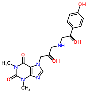 7-[2-羥基-3-[[2-羥基-2-(p-羥基苯基)乙基]氨基]丙基]-1,3-二甲基-1H-嘌呤-2,6(3H,7H)-二酮結(jié)構(gòu)式_62401-96-1結(jié)構(gòu)式