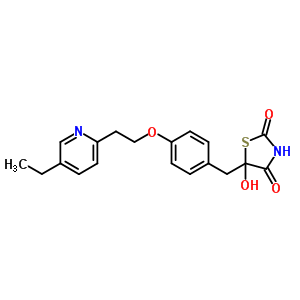 5-{4-[2-(5-乙基-2-吡啶基)乙氧基]芐基}-5-羥基-1,3-噻唑烷-2,4-二酮結(jié)構(gòu)式_625853-74-9結(jié)構(gòu)式