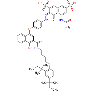 5-(乙?；被?-3-[[4-[[3-[[[4-[2,4-雙(叔戊基)苯氧基]丁基]氨基]羰基]-4-羥基-1-萘]氧基]苯基]氮雜]-4-羥基萘-2,7-二磺酸結(jié)構(gòu)式_63217-28-7結(jié)構(gòu)式