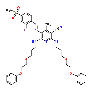 5-[[2-氯-4-(甲基磺?；?苯基]氮雜]-4-甲基-2,6-雙[[3-(2-苯氧基乙氧基)丙基]氨基]煙腈結(jié)構(gòu)式_63281-10-7結(jié)構(gòu)式