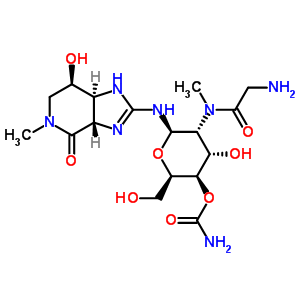 (3As)-2-[[2-[(aminoacetyl)methylamino]-4-o-aminocarbonyl-2-deoxy-β-d-glucopyranosyl ]amino]-1,3aβ,5,6,7,7aα-hexahydro-7β-hydroxy-5-methyl-4h-imidazo[4,5-c]pyridin-4-one Structure,63663-79-6Structure