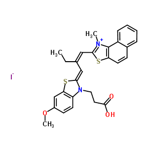 2-[2-[[3-(2-Carboxyethyl)-6-methoxy-3h-benzothiazol-2-ylidene]methyl]-1-butenyl]-1-methylnaphtho[1,2-d]thiazolium iodide Structure,63870-55-3Structure