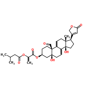 5,14-二羥基-3beta-[2-(3-甲基-1-氧代丁氧基)-1-氧代丙氧基]-19-氧代-5beta-心甾-20(22)-烯內(nèi)酯結(jié)構(gòu)式_63979-74-8結(jié)構(gòu)式