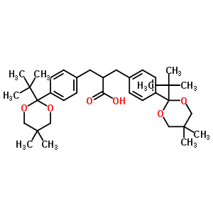 4-[2-(1,1-二甲基乙基)-5,5-二甲基-1,3-二噁烷-2-基]-a-[[4-[2-(1,1-二甲基乙基)-5,5-二甲基-1,3-二噁烷-2-基]苯基]甲基]-苯丙酸結(jié)構(gòu)式_64275-16-7結(jié)構(gòu)式