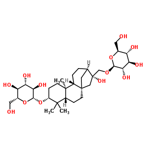 貝殼杉烷-3,16,17-三醇-3-O-beta-吡喃葡萄糖基-17-O-beta-吡喃葡萄糖苷結構式_64280-16-6結構式