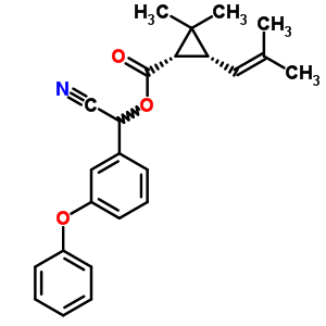 (1R,3S)-3-(2,2-二甲基乙烯)-2,2-二甲基環(huán)丙烷羧酸 (S)-氰基(3-苯氧基苯基)甲酯結(jié)構(gòu)式_64312-66-9結(jié)構(gòu)式