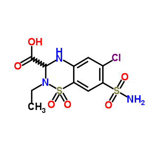 7-(氨基磺酰基)-6-氯-2-乙基-3,4-二氫-2H-1,2,4-苯并噻二嗪-3-羧酸 1,1-二氧化物結(jié)構(gòu)式_64932-76-9結(jié)構(gòu)式