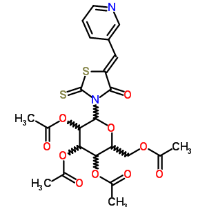 4-Thiazolidinone,5-(3-pyridinylmethylene)-3-(2,3,4,6-tetra-o-acetyl-b-d-glucopyranosyl)-2-thioxo- Structure,65562-37-0Structure