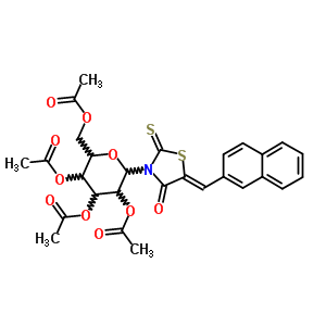 4-Thiazolidinone,5-(2-naphthalenylmethylene)-3-(2,3,4,6-tetra-o-acetyl-b-d-glucopyranosyl)-2-thioxo- Structure,65562-41-6Structure