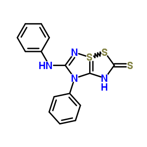 (6z)-1,5,6,7-四氫-7-苯基-6-(苯基亞氨基)-2H-4l4-(1,2,4)噻二唑并(1,5-b)(1,2,4)二噻唑-2-硫酮結(jié)構(gòu)式_67066-05-1結(jié)構(gòu)式