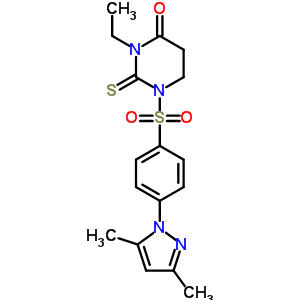 1-[[4-(3,5-二甲基-1H-吡唑-1-基)苯基]磺酰基]-3-乙基四氫-2-硫氧代-4(1H)-嘧啶酮結(jié)構(gòu)式_69181-02-8結(jié)構(gòu)式