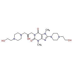 8-[4-(2-羥基乙基)哌嗪-1-基]-1-[2-羥基-3-[4-(2-羥基乙基)哌嗪-1-基]丙基]-3,7-二甲基-嘌呤-2,6-二酮結(jié)構(gòu)式_69408-12-4結(jié)構(gòu)式