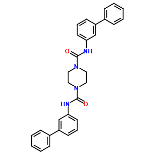 N,n-bis(3-phenylphenyl)piperazine-1,4-dicarboxamide Structure,6954-49-0Structure