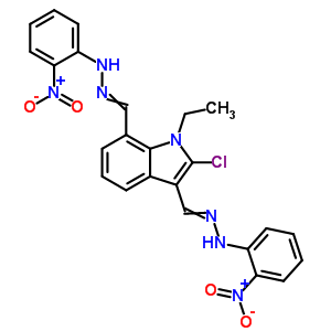 N-[[2-chloro-1-ethyl-7-[[(2-nitrophenyl)hydrazinylidene]methyl]indol-3-yl]methylideneamino]-2-nitro-aniline Structure,70952-02-2Structure