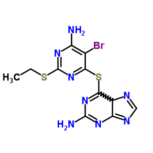 9H-purin-2-amine,6-[[6-amino-5-bromo-2-(ethylthio)-4-pyrimidinyl]thio]- Structure,7248-23-9Structure