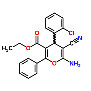 4H-pyran-3-carboxylicacid, 6-amino-4-(2-chlorophenyl)-5-cyano-2-phenyl-, ethyl ester Structure,72916-31-5Structure