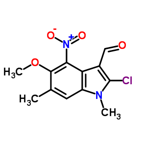 2-Chloro-5-methoxy-1,6-dimethyl-4-nitro-indole-3-carbaldehyde Structure,73355-51-8Structure