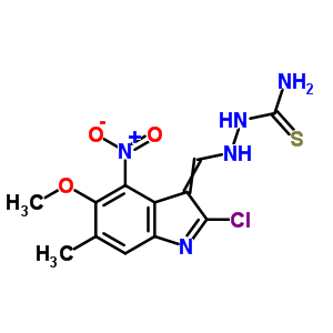 Hydrazinecarbothioamide,2-[(2-chloro-5-methoxy-6-methyl-4-nitro-1h-indol-3-yl)methylene]- Structure,73355-58-5Structure