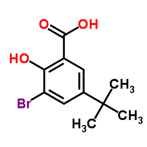 Benzoicacid, 3-bromo-5-(1,1-dimethylethyl)-2-hydroxy- Structure,73469-64-4Structure