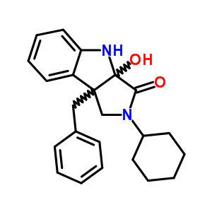 8B-benzyl-2-cyclohexyl-3a-hydroxy-1,3a,4,8b-tetrahydropyrrolo(3,4-b)indol-3(2h)-one Structure,7399-23-7Structure