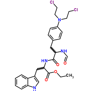 2-[[3-[4-[雙(2-氯乙基)氨基]苯基]-2-甲酰胺-丙?；鵠氨基]-3-(1H-吲哚-3-基)丙酸乙酯結(jié)構(gòu)式_7409-38-3結(jié)構(gòu)式