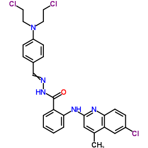 Benzoic acid,2-[(6-chloro-4-methyl-2-quinolinyl)amino]-,2-[[4-[bis(2-chloroethyl)amino]phenyl]methylene]hydrazide Structure,74459-56-6Structure