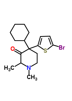 4-(5-Bromothiophen-2-yl)-4-cyclohexyl-1,2-dimethyl-piperidin-3-one Structure,7500-15-4Structure