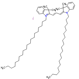 1-二十烷基-2-[(E)-3-(1-二十烷基-3,3-二甲基-1,3-二氫-2H-吲哚-2-亞基)-1-丙烯基]-3,3-二甲基-3H-吲哚碘化物結(jié)構(gòu)式_75664-03-8結(jié)構(gòu)式