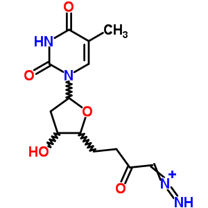 1-[(2r,4s,5r)-5-(4-二氮雜-3-氧代丁基)四氫-4-羥基-2-呋喃]-5-甲基-2,4(1H,3h)-嘧啶二酮結構式_75863-54-6結構式