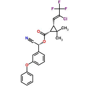 (1R,3r)-3-[(1z)-2-氯-3,3,3-三氟-1-丙烯-1-基]-2,2-二甲基環(huán)丙烷羧酸 (r)-氰基(3-苯氧基苯基)甲酯
(cyhalothrin 異mer)結(jié)構(gòu)式_76703-63-4結(jié)構(gòu)式