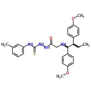 Glycine,n-[1,2-bis(4-methoxyphenyl)butyl]-,2-[[(3-methylphenyl)amino]thioxomethyl]hydrazide Structure,79797-47-0Structure