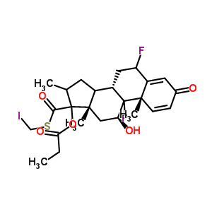 5-碘甲基6alpha,9alpha-二氟-11beta-羥基-16alpha-甲基-3-氧代-17alpha-(丙酰氧基)-雄甾-1,4-二烯-17beta-硫代甲酸酯結(jié)構(gòu)式_80474-67-5結(jié)構(gòu)式