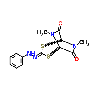 6,8-Dimethyl-3-(phenylhydrazinylidene)-2,4-dithia-6,8-diazabicyclo[3.2.2]nonane-7,9-dione Structure,81411-29-2Structure