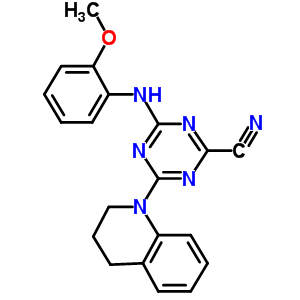 1,3,5-Triazine-2-carbonitrile,4-(3,4-dihydro-1(2h)-quinolinyl)-6-[(2-methoxyphenyl)amino]- Structure,841281-47-8Structure