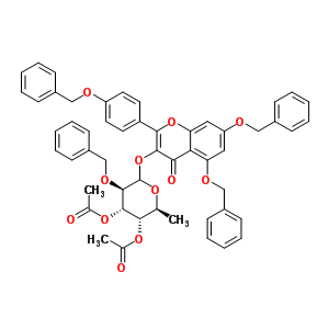 5,7-二-(芐氧基)-alpha-(4-(芐氧基)苯基)-3-[3,4-二-O-乙酰基-alpha-O-乙?；?alpha-L-吡喃鼠李糖基氧基l]-4H-苯并吡喃-4-酮結(jié)構(gòu)式_849938-27-8結(jié)構(gòu)式