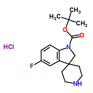 Tert-butyl5-fluorospiro[indoline-3,4-piperidine]-1-carboxylatehydrochloride Structure,858351-44-7Structure