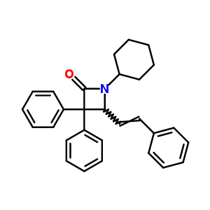 2-Azetidinone,1-cyclohexyl-3,3-diphenyl-4-(2-phenylethenyl)- Structure,86129-90-0Structure