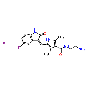 N-(2-aminoethyl)-5-[(z)-(5-fluoro-2-oxo-1,2-dihydro-3h-indol-3-ylidene)methyl]-2,4-dimethyl-1h-pyrrole-3-carboxamide hydrochloride (1:1) Structure,873077-70-4Structure