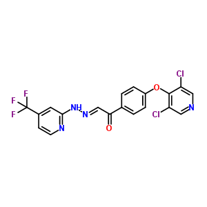 Ethanone,1-[4-[(3,5-dichloro-4-pyridinyl)oxy]phenyl]-,2-[4-(trifluoromethyl)-2-pyridinyl]hydrazone Structure,883044-91-5Structure